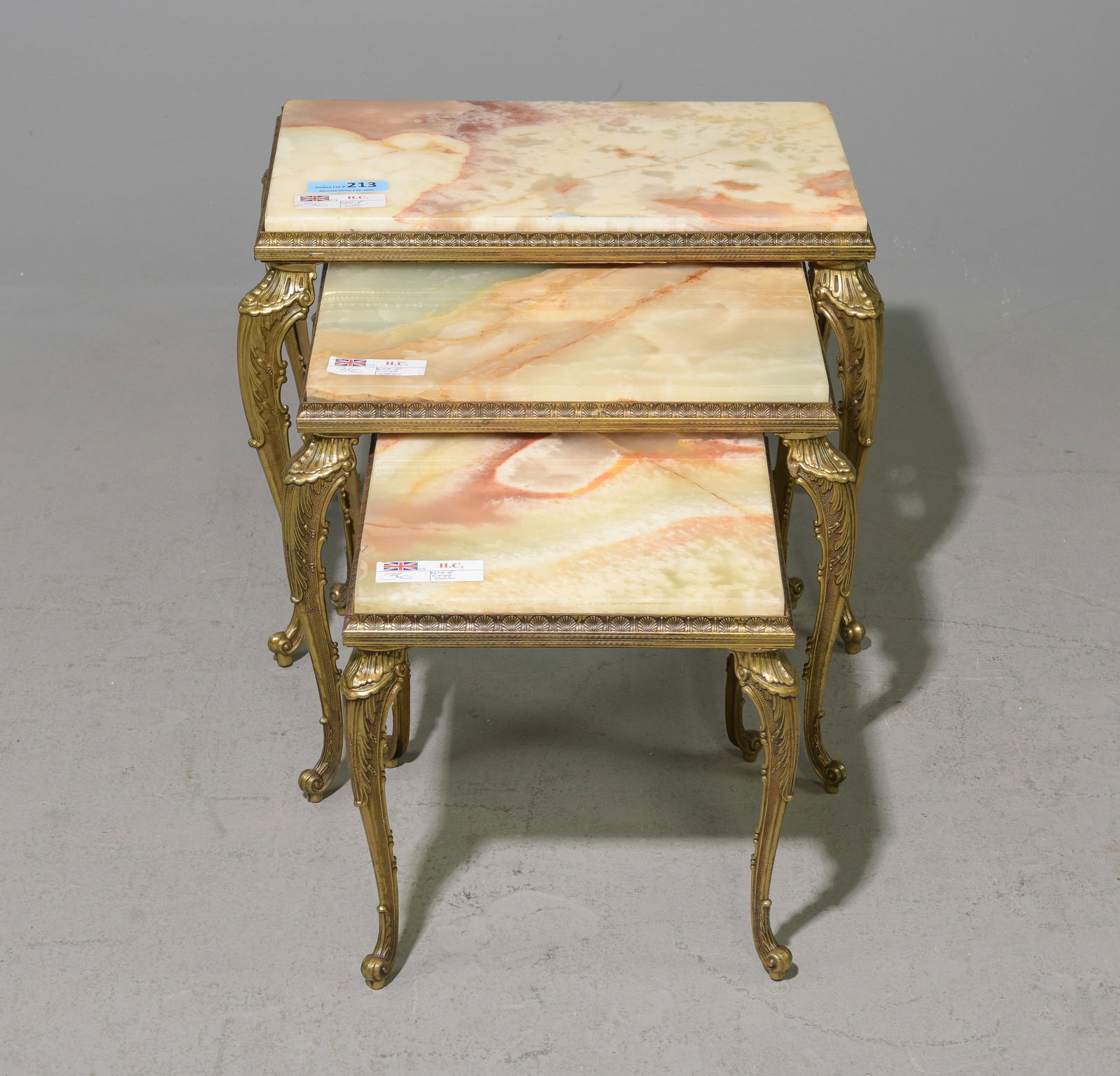 Onyx & Gilt Metal Nest of 3 Tables (1 of 3)