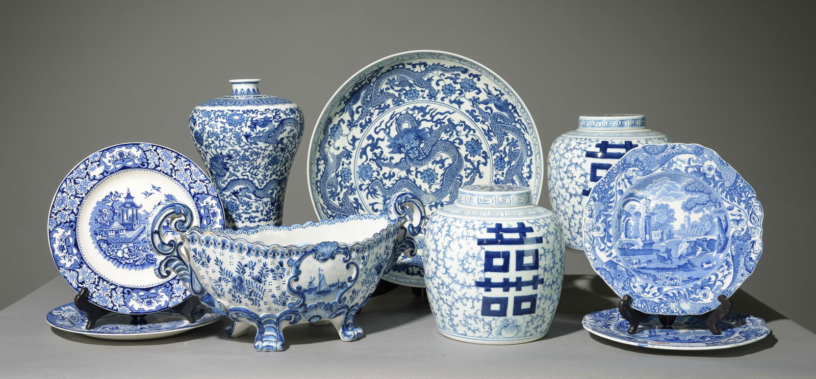 9pcs Assorted Blue & White China c.1930's-50's (1 of 8)