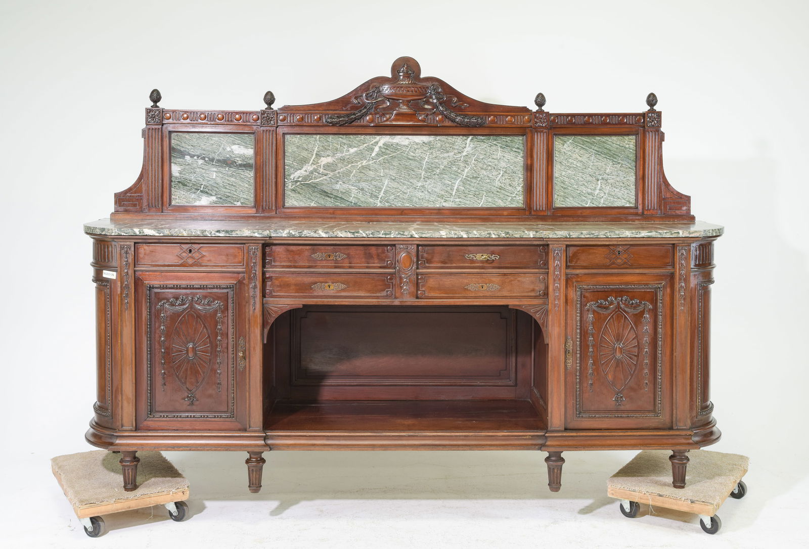 French Large Walnut Marble Top Sideboard (1 of 9)