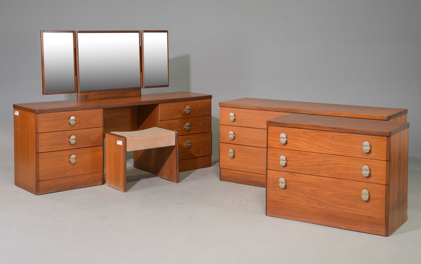 Mid Century Modern Dresser, 2 Chests & Stool (1 of 9)