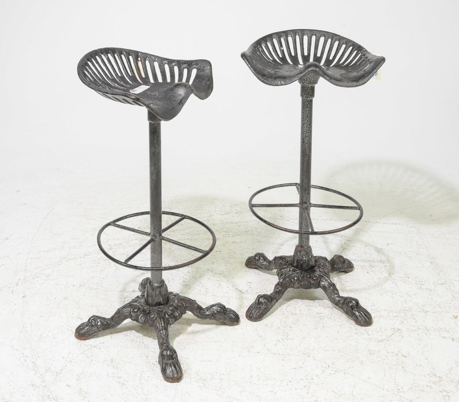 Two Iron Tractor Seat Counter Stools c.1930's (1 of 4)