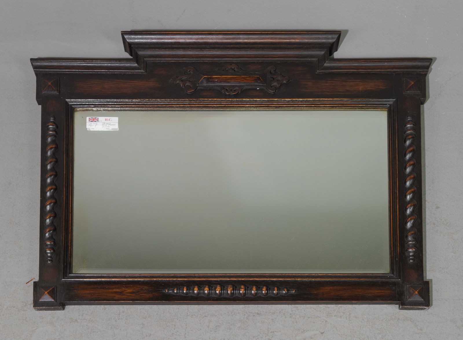 Jacobean Oak Twist Collumns Framed Mirror (1 of 4)