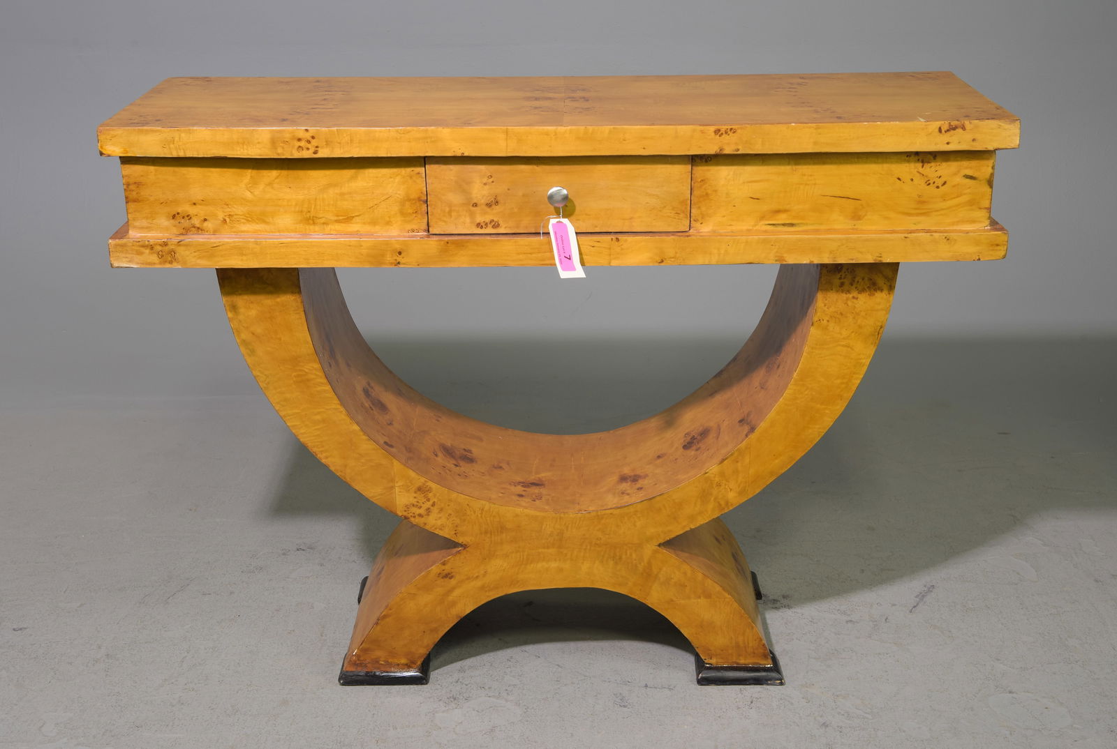 Art Deco Style Burled Hall Table / Console with Drawer (1 of 5)