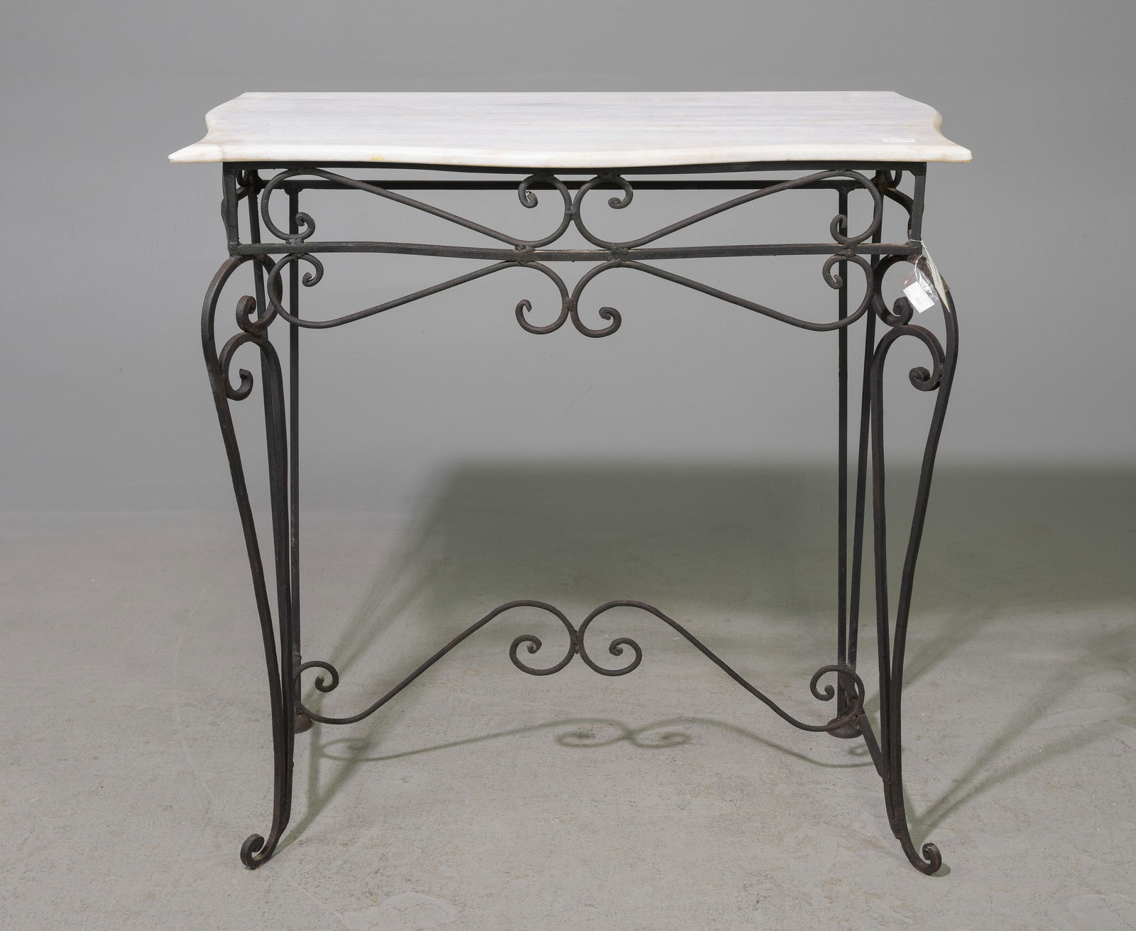 French Style White Marble Top Iron Base Console (1 of 3)