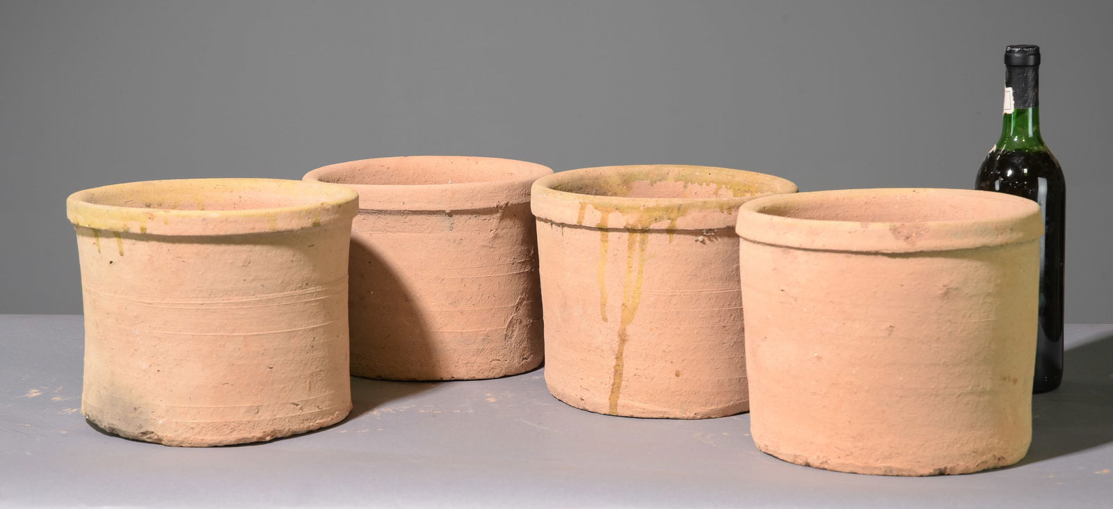 Four Terracotta Small Cylindrical Planters (1 of 4)