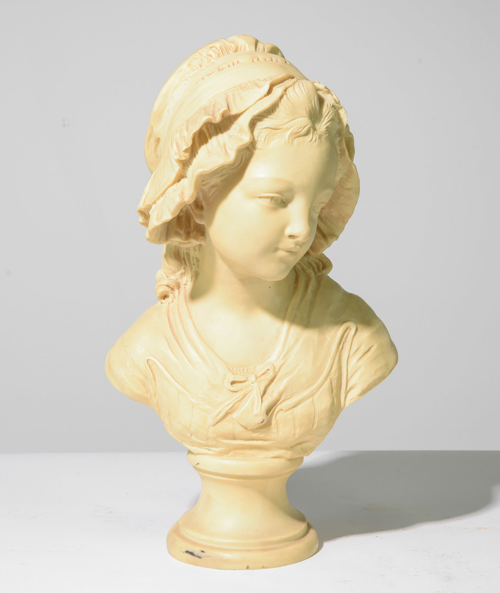 French Marble / Stone Peasant Girl Bust (1 of 3)