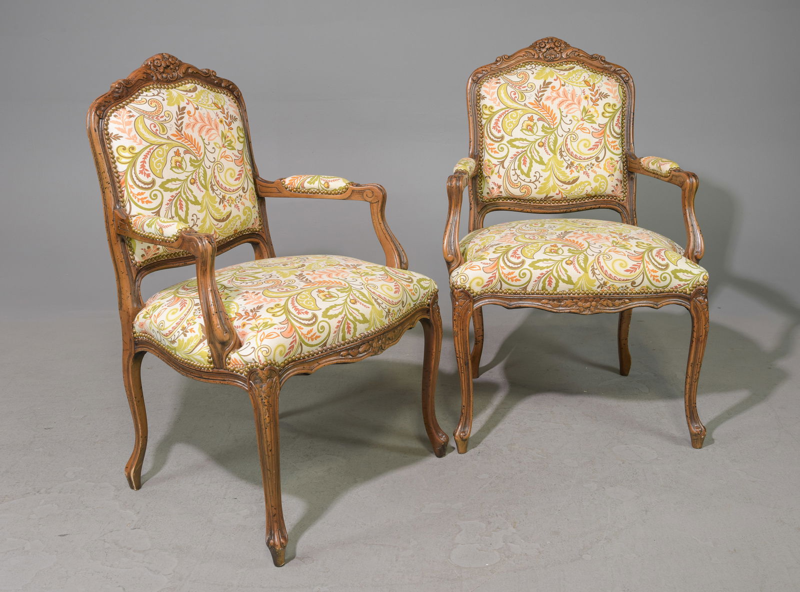 Two French Style Upholstered Arm Chairs (1 of 2)
