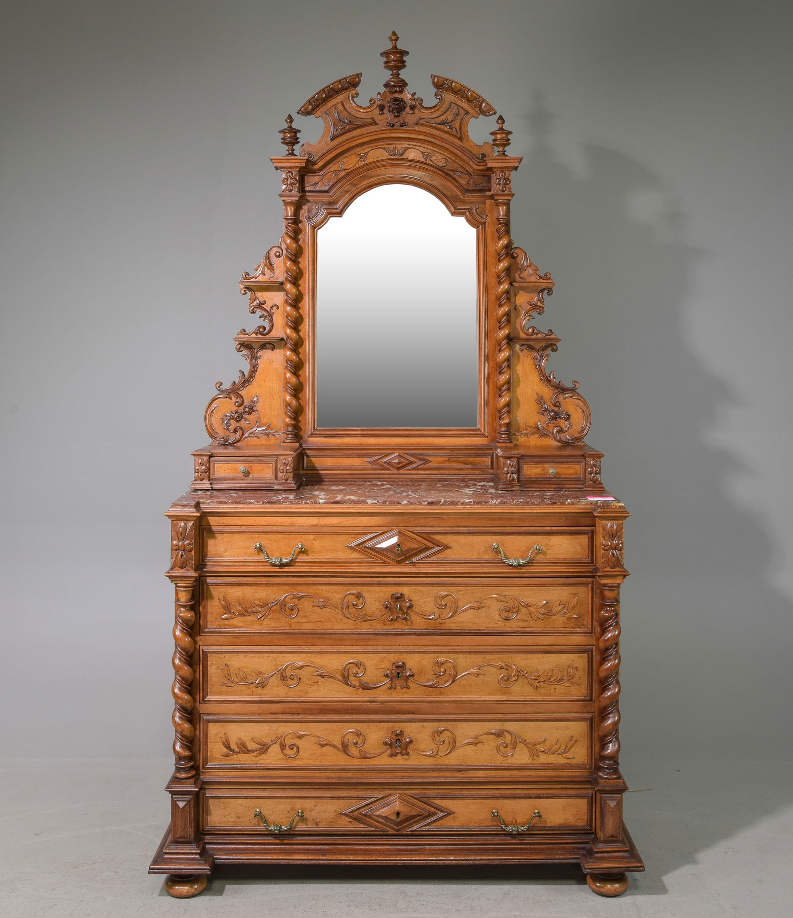 Louis XIII Style French Twist Walnut Dressing Chest (1 of 7)