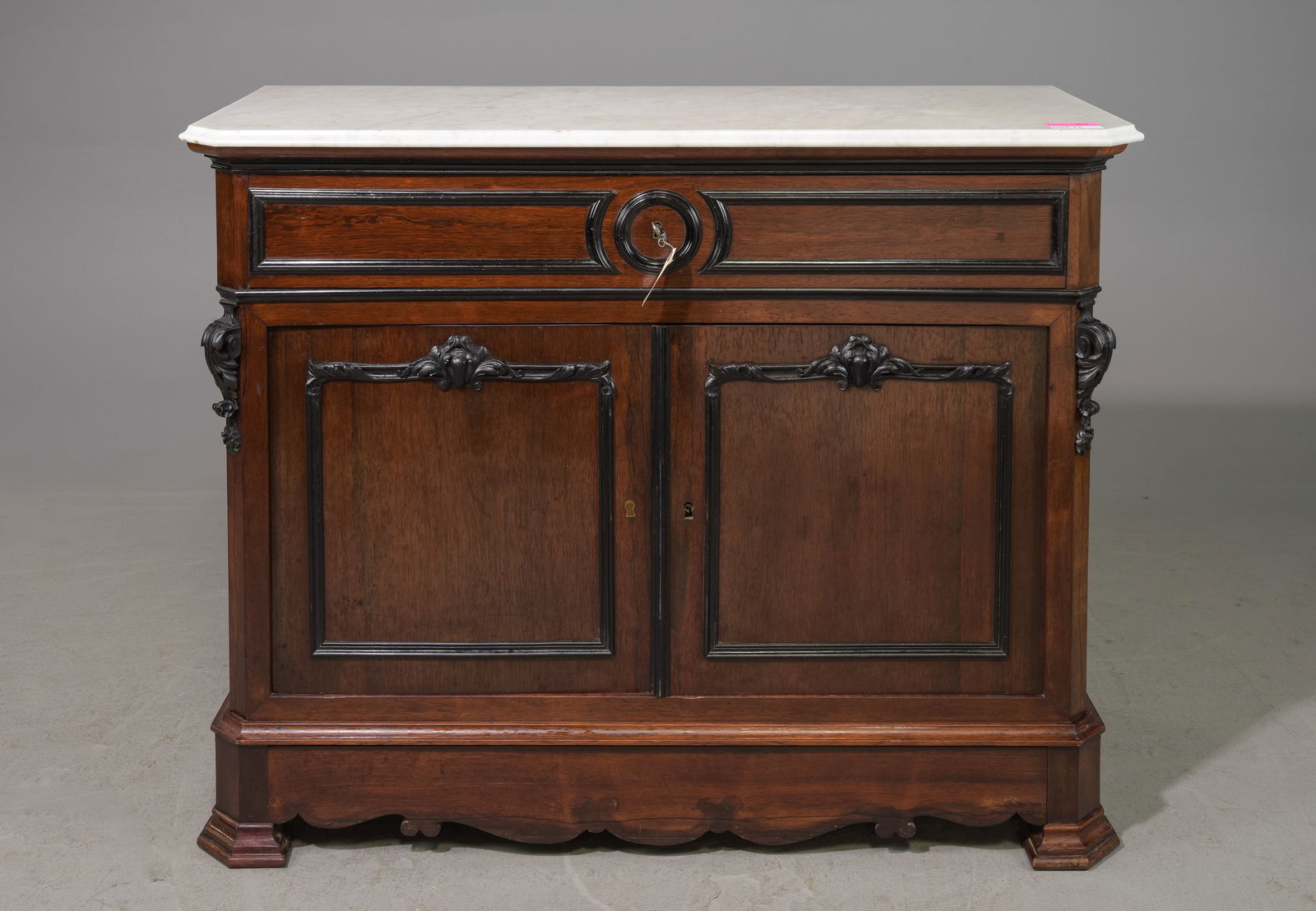French Mahogany White Marble Top Secretary (1 of 9)