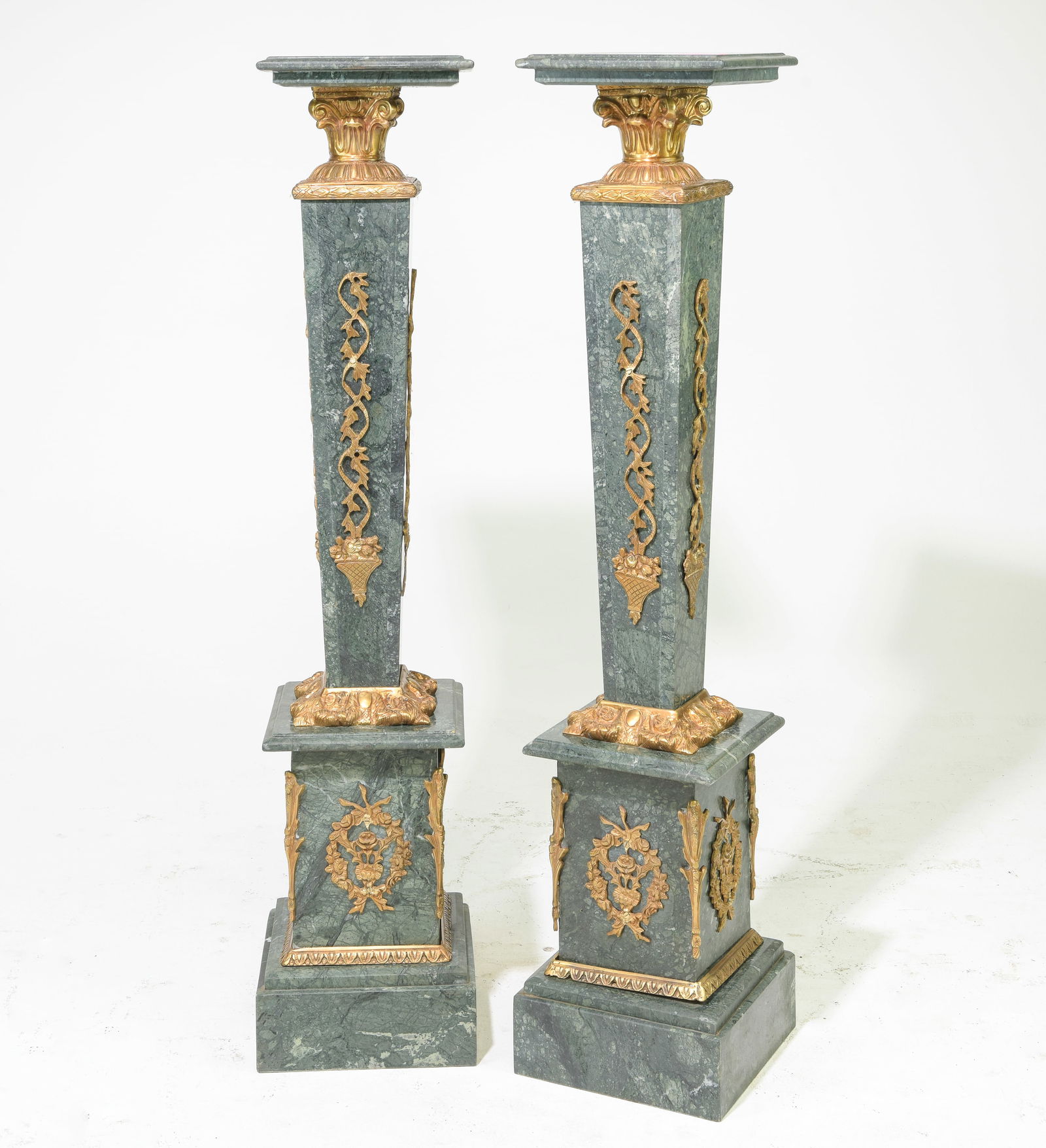 2 Italian Style Green Marble Pedestals with Gilt Ormolu (1 of 5)