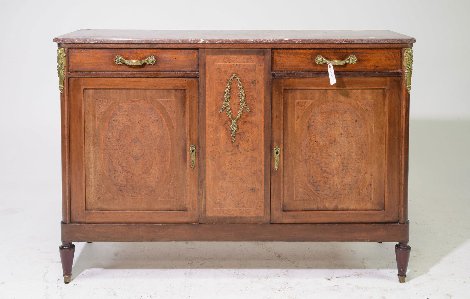 Louis XVI Style Walnut  Marble Top Sideboard (1 of 9)