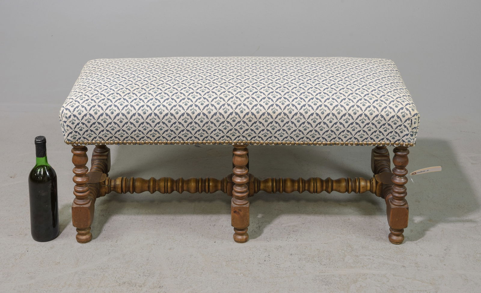 French Walnut Upholstered Bench (1 of 4)