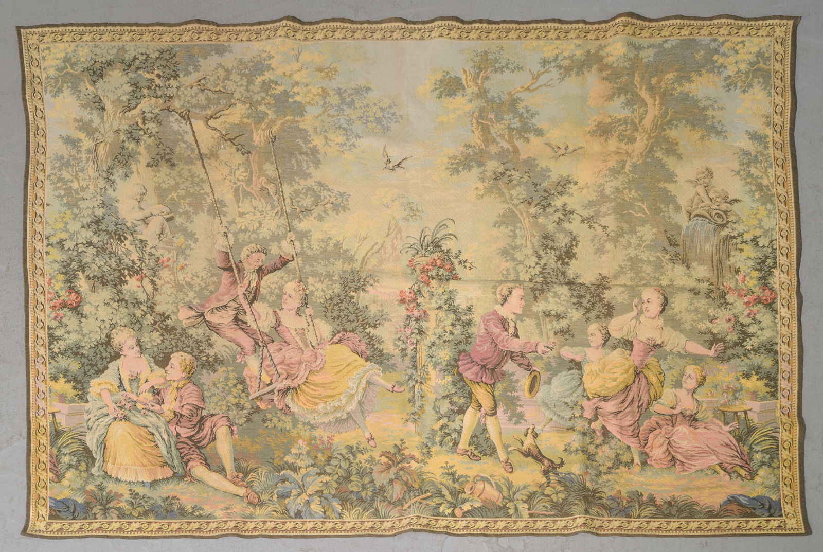 French Needlepoint Romantic Tapestry 4'5 x 5'10 (1 of 3)