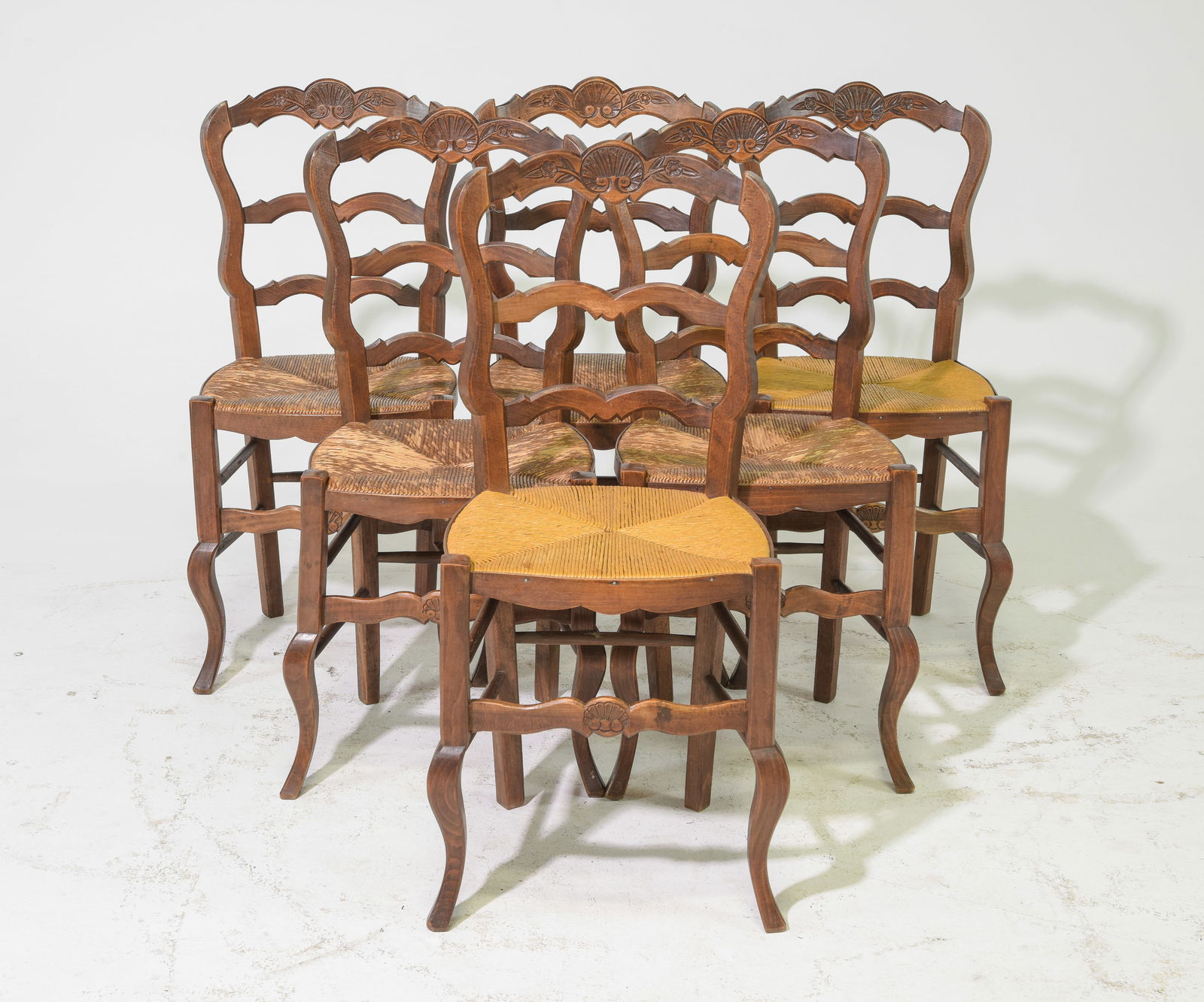 6 Country French Oak Rush Seat Dining Chairs (1 of 5)