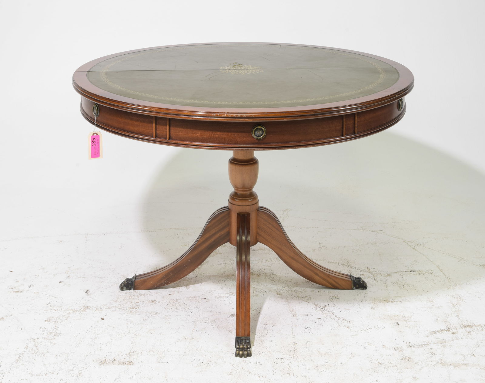 French Mahogany Leather Top Round Table (1 of 4)