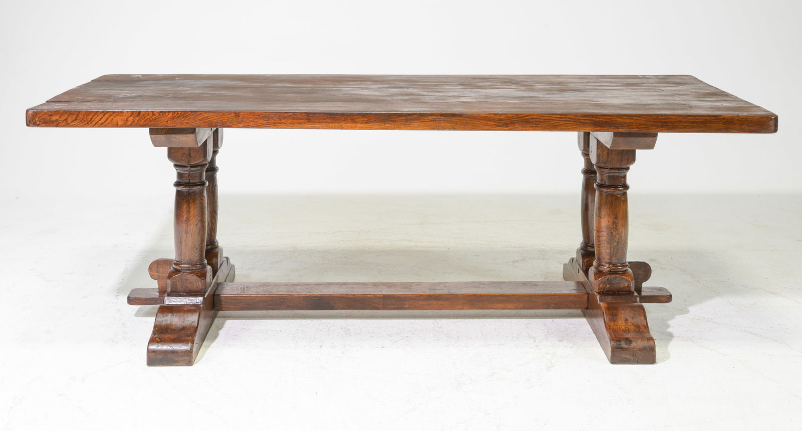 French Solid Heavy Oak Double Baluster Base Table (1 of 6)