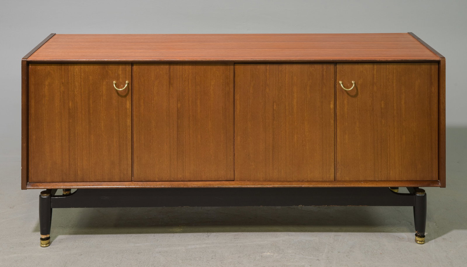 Mid Century Modern Bi-Fold Tola Sideboard: Danish Modern Style Bi-Fold Tola Sideboard by British Furniture Maker G-Plan - 27 in tall x 59 x 19