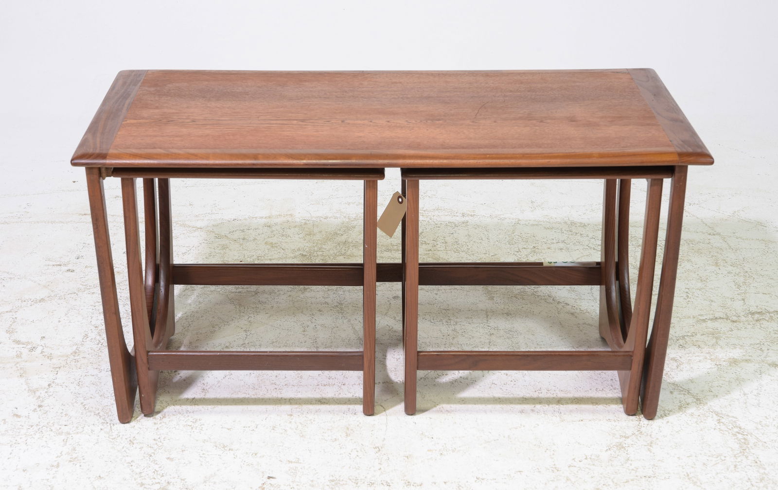 Mid Century Wide Astro Nest / Coffee Table by G-Plan: This Danish Modern Style Teak nest is British and made by Mid Century Modern Furniture Maker G-Plan ( GPlan ) - 20 in tall x 39.5 x 20, The smaller tables are 19 in tall x 17 x 18 each