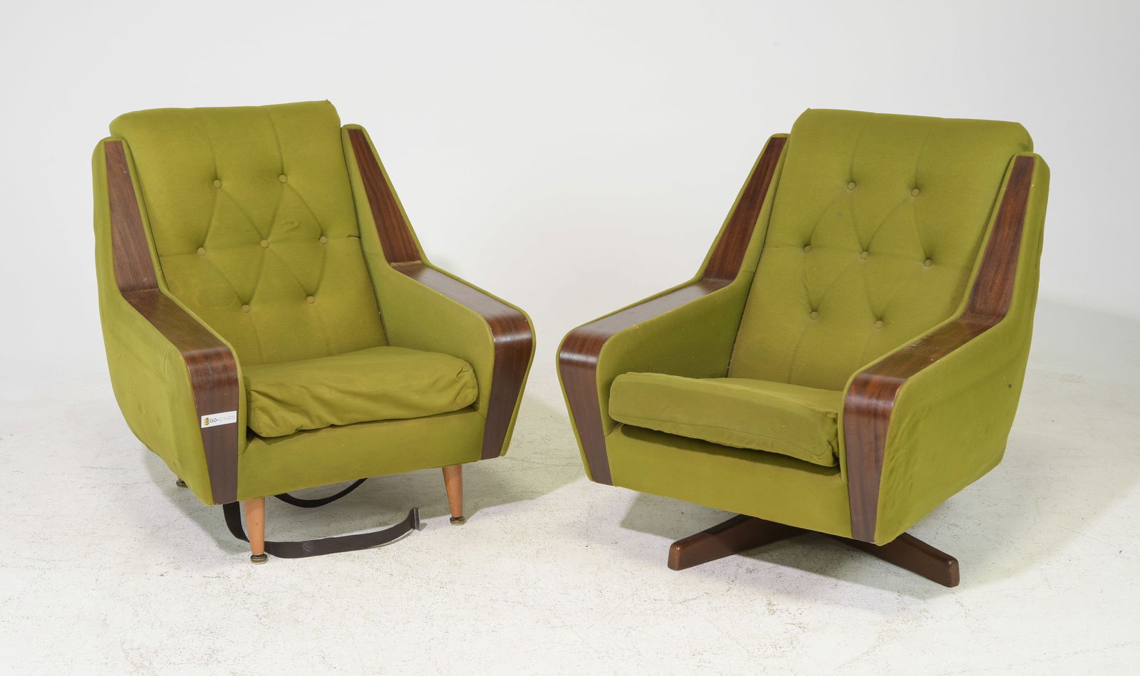 2 Mid Century Modern Style Green Arm Chairs (1 of 5)
