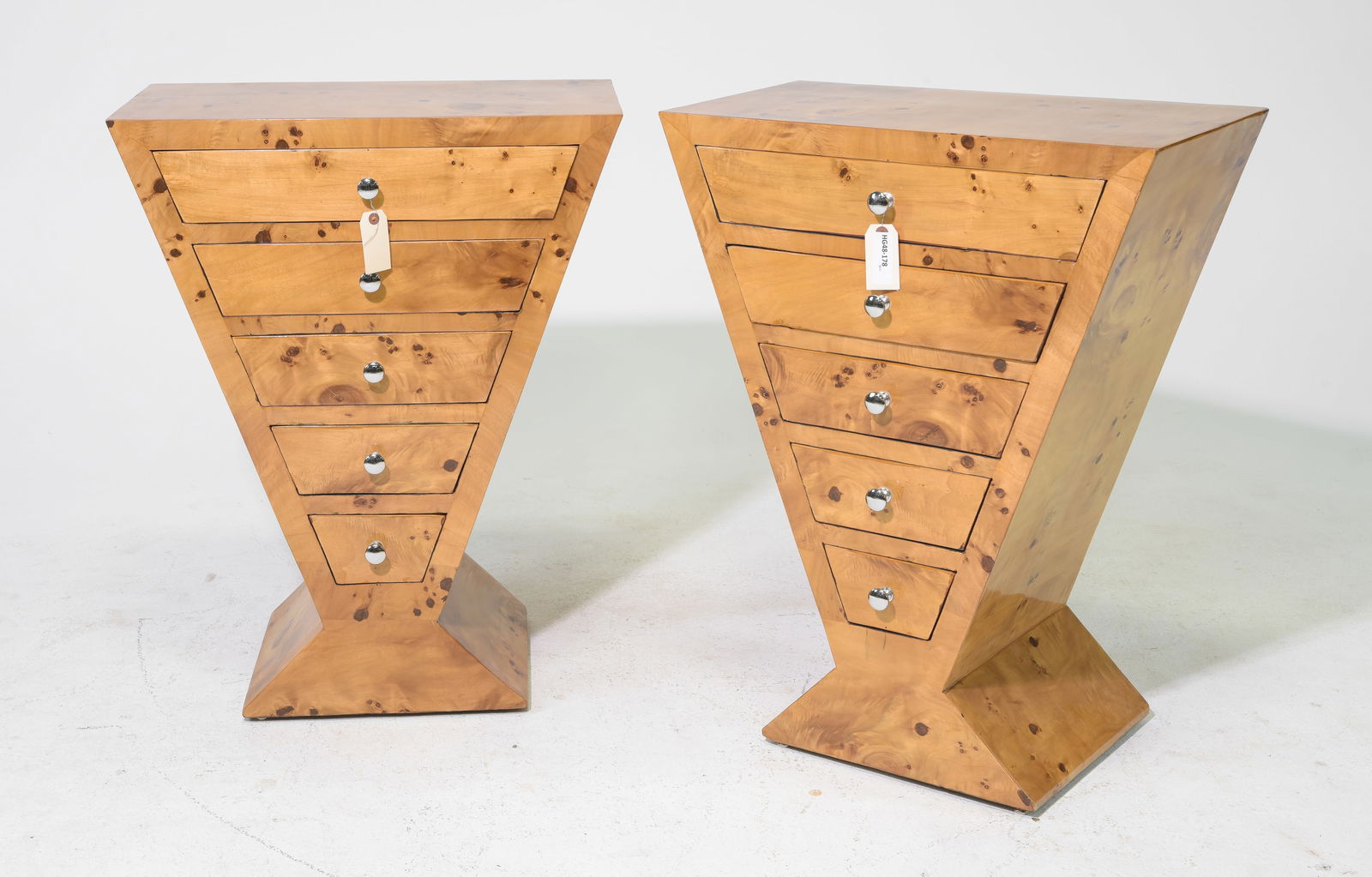 2 Art Deco Style Burled "Triangle" Chests (1 of 5)
