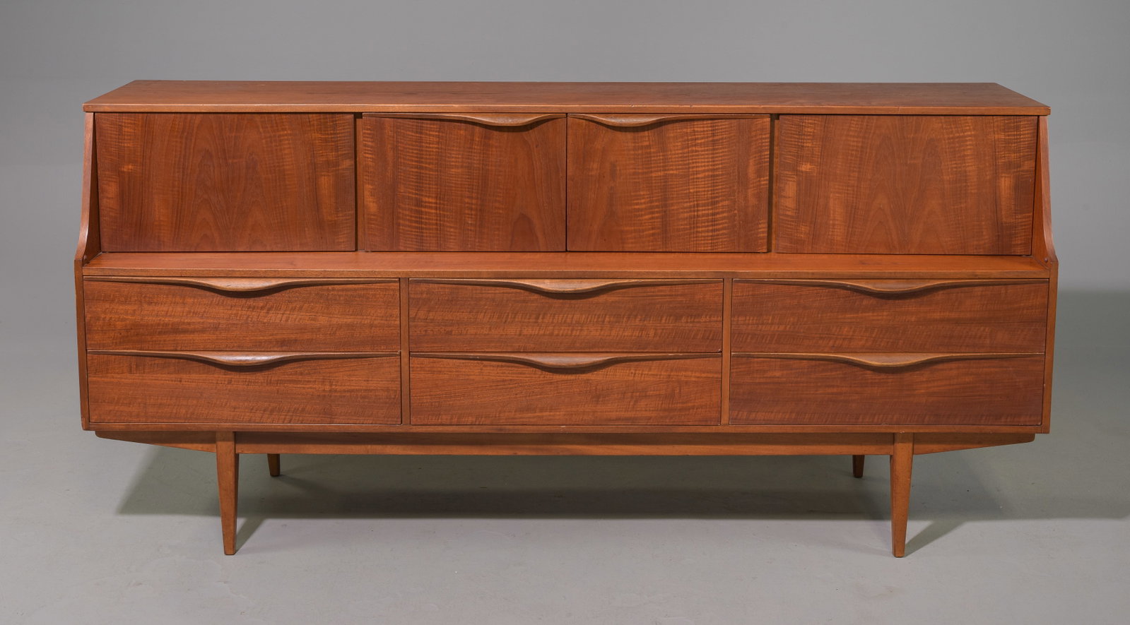 Mid Century Modern Sideboard - Sutcliffe: Danish Modern Style Sideboard / Credenza with Folded Handles by Sutcliffe - 34.5 in tall x 72 x 18