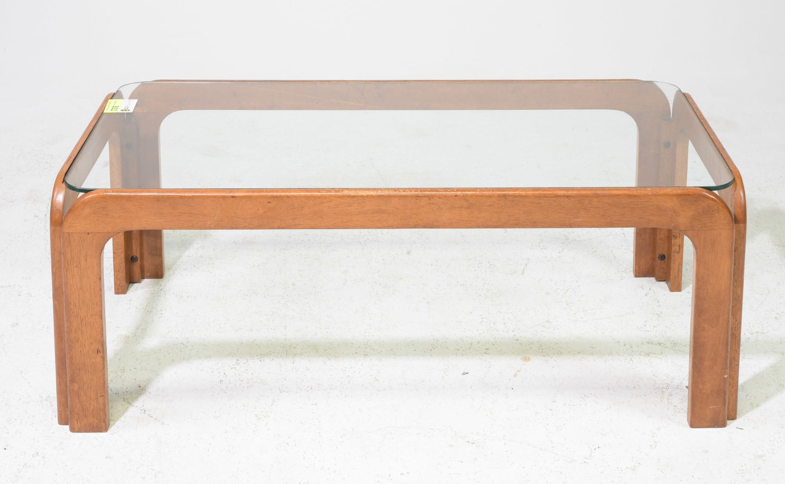 Mid Century Modern Glass Top Coffee Table: Danish Modern Style Glass Top Coffee Table - 16 in tall x 42 x 21