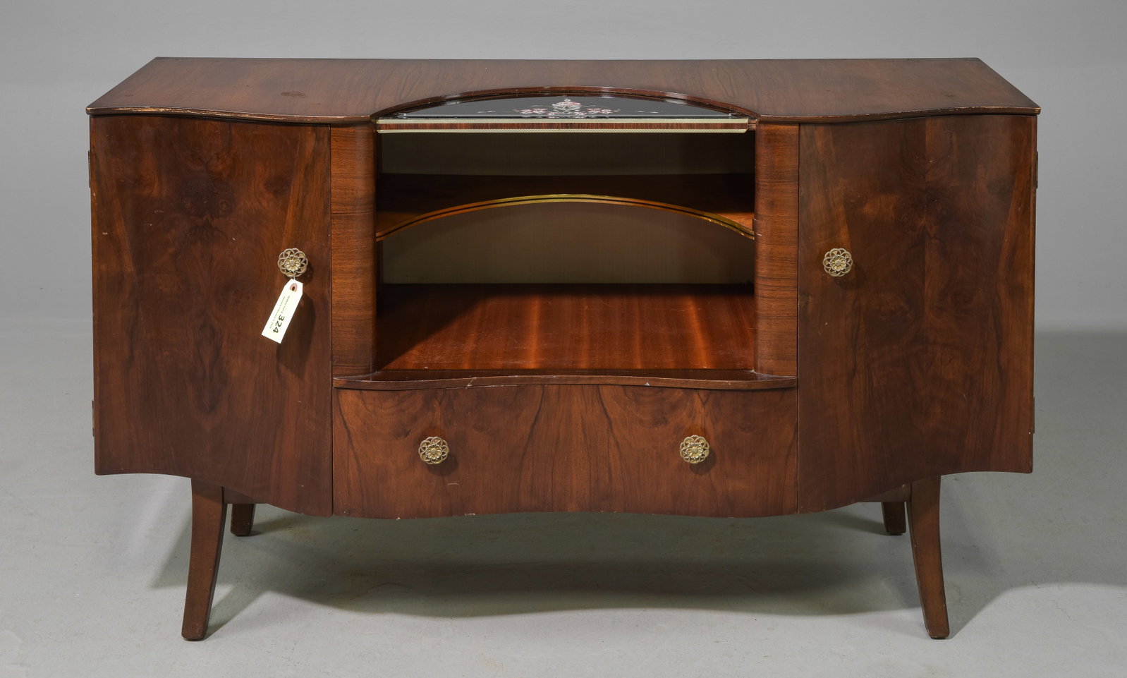 English Walnut Cocktail Sideboard / Bar: English Walnut Cocktail Sideboard / Bar - 31 in tall x 51 x 18