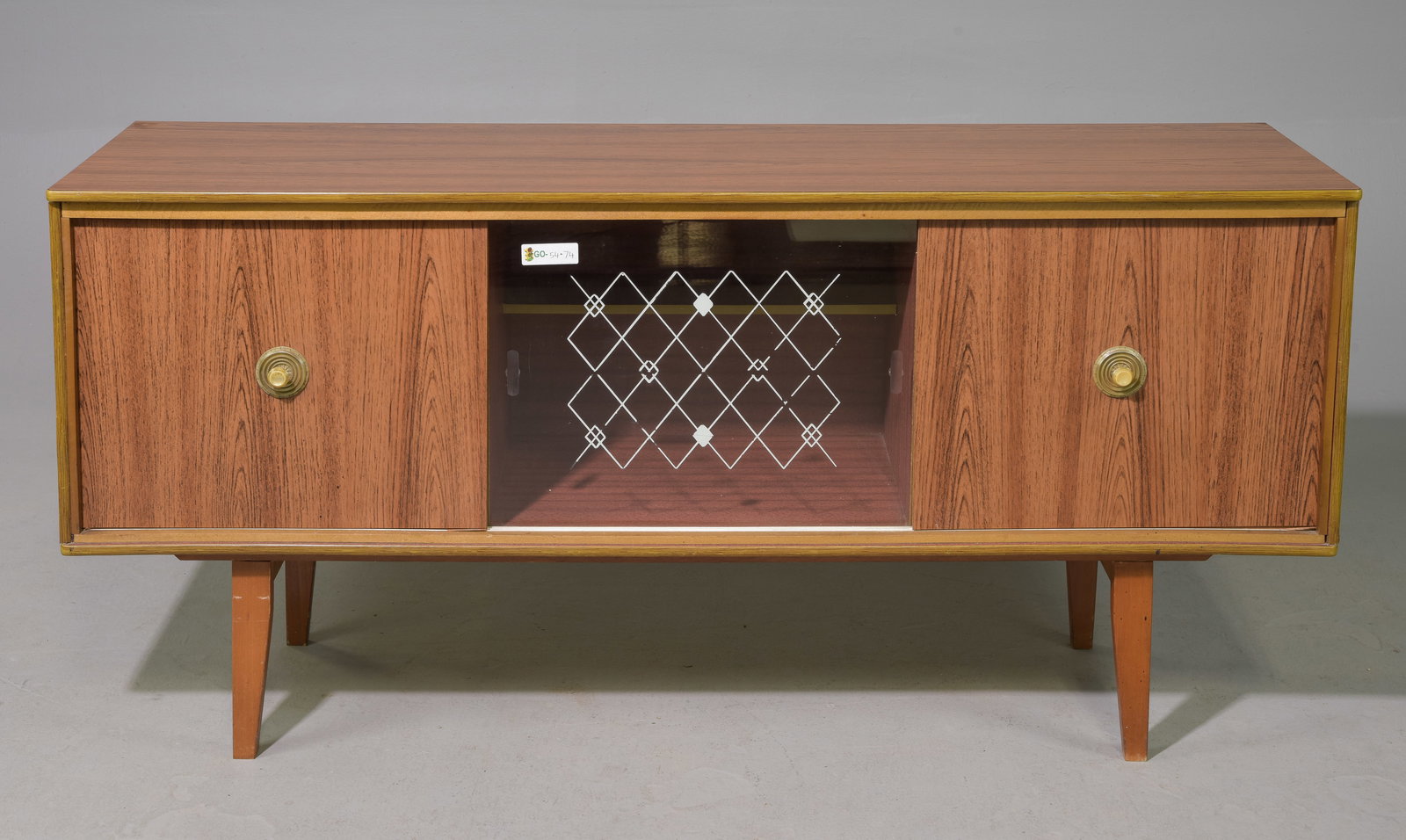 Mid Century Modern Laminate Sideboard: Danish Modern Style Laminated Cocktail Sideboard - 28.5 in tall x 60 x 16