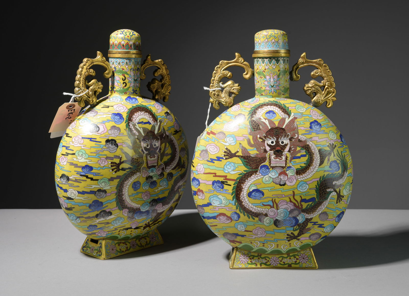 Fine Pair of Chinese Cloisonne Moon Shaped Vases (1 of 6)