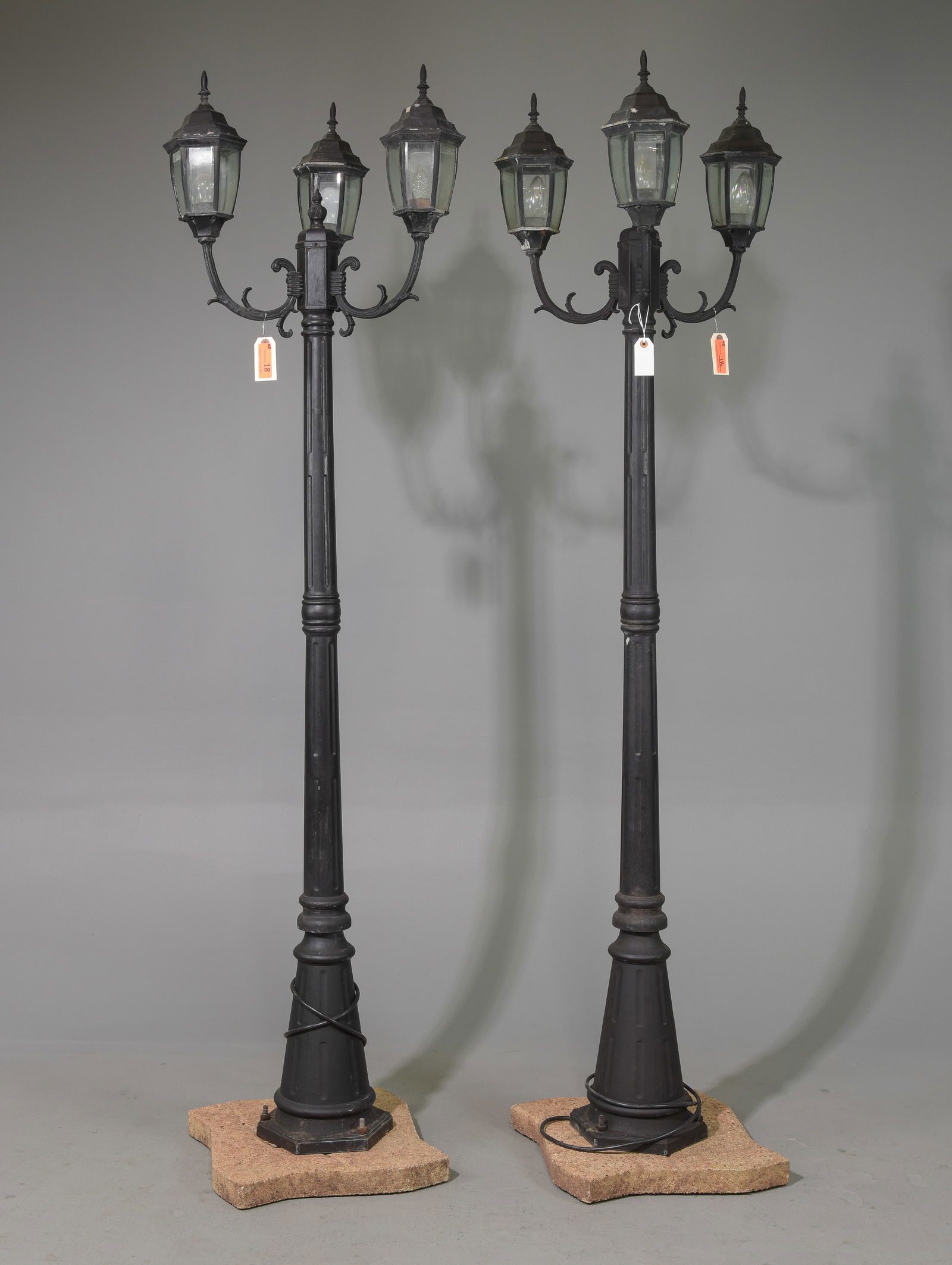 2 European Style Painted Cast Metal 3 Light Standards (1 of 5)