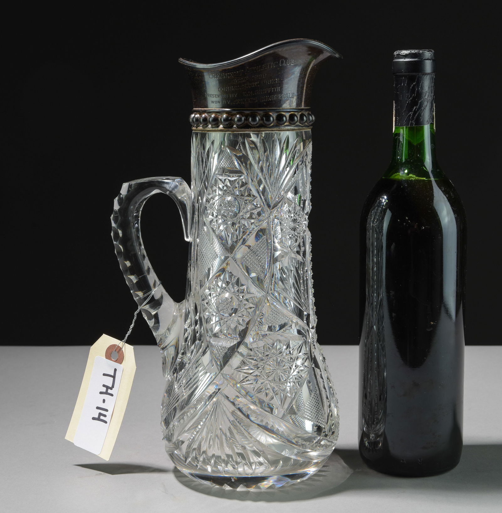 Fine Cut Glass "Trophy" Pitcher with Sterling Spout (1 of 4)