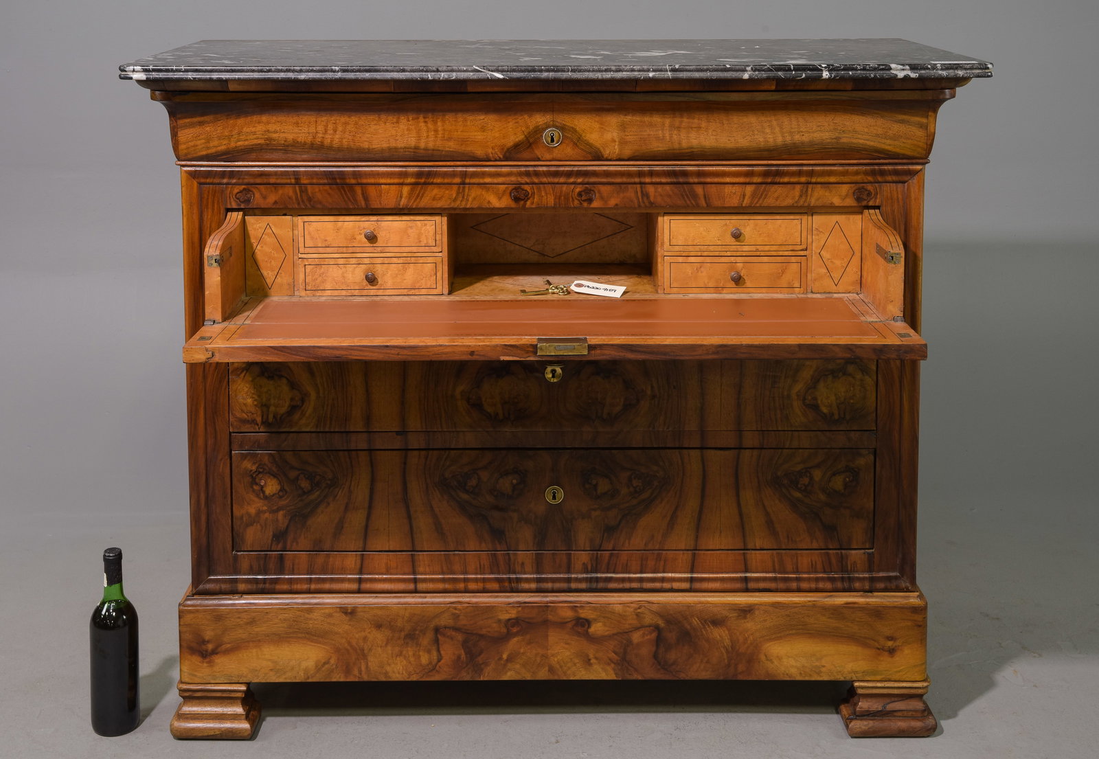 Louis Philippe Style Walnut Marble Top Secretary Chest (1 of 10)