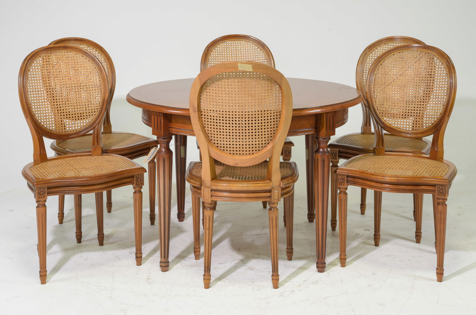 Louis XVI Style Cherry Table with Leaves & 6 Chairs (1 of 6)