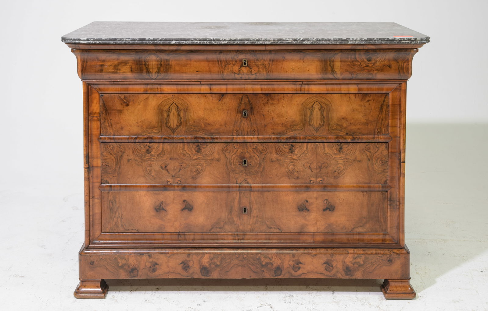 Louis Philippe Style Walnut Marble Top Chest #1 (1 of 5)
