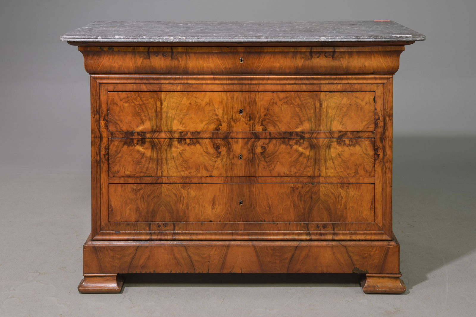 Louis Philippe Style Walnut Marble Top Chest #2 (1 of 5)