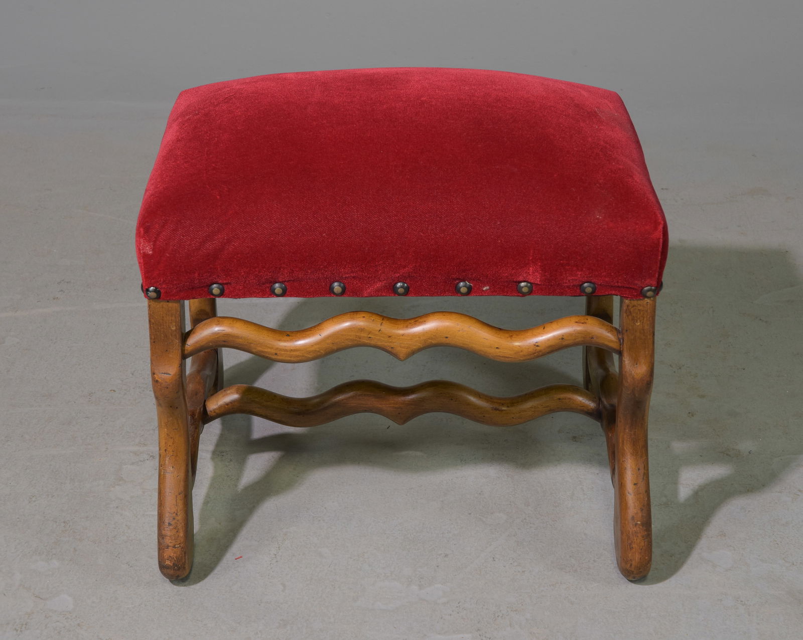Louis XIII Style Mouton Upholstered Foot Stool (1 of 2)