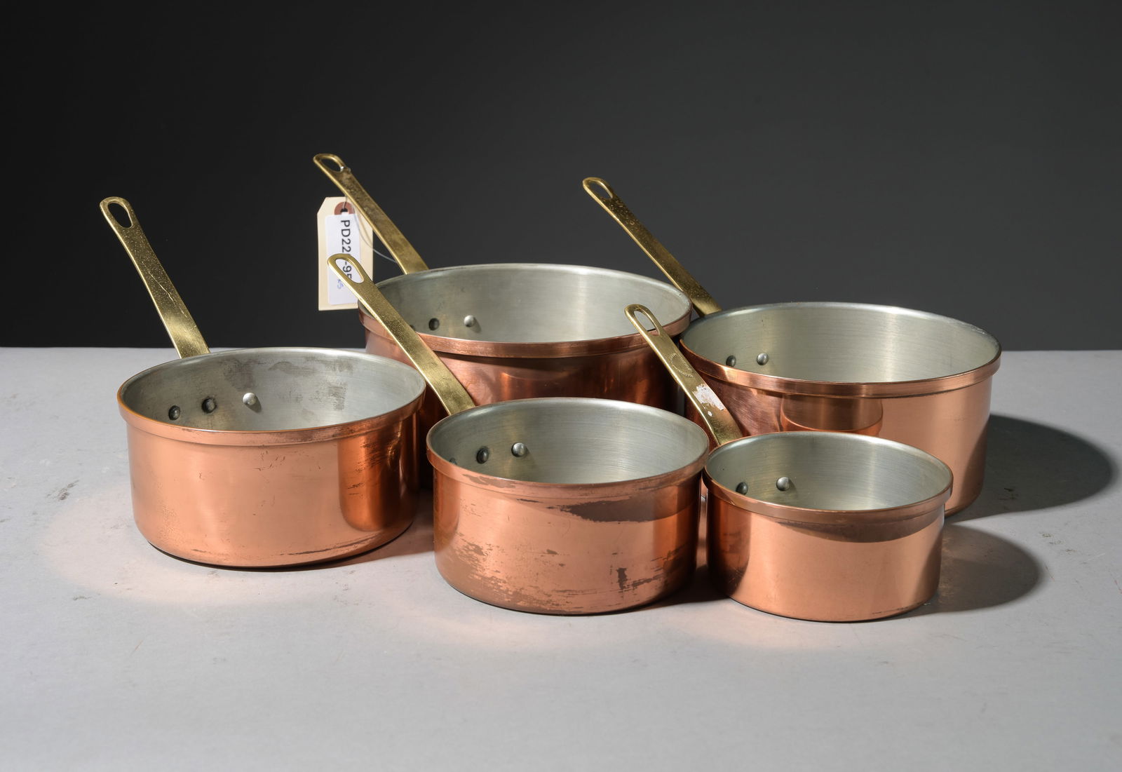 Set of 5 French Copper Sauce Pans with Brass Handles (1 of 4)
