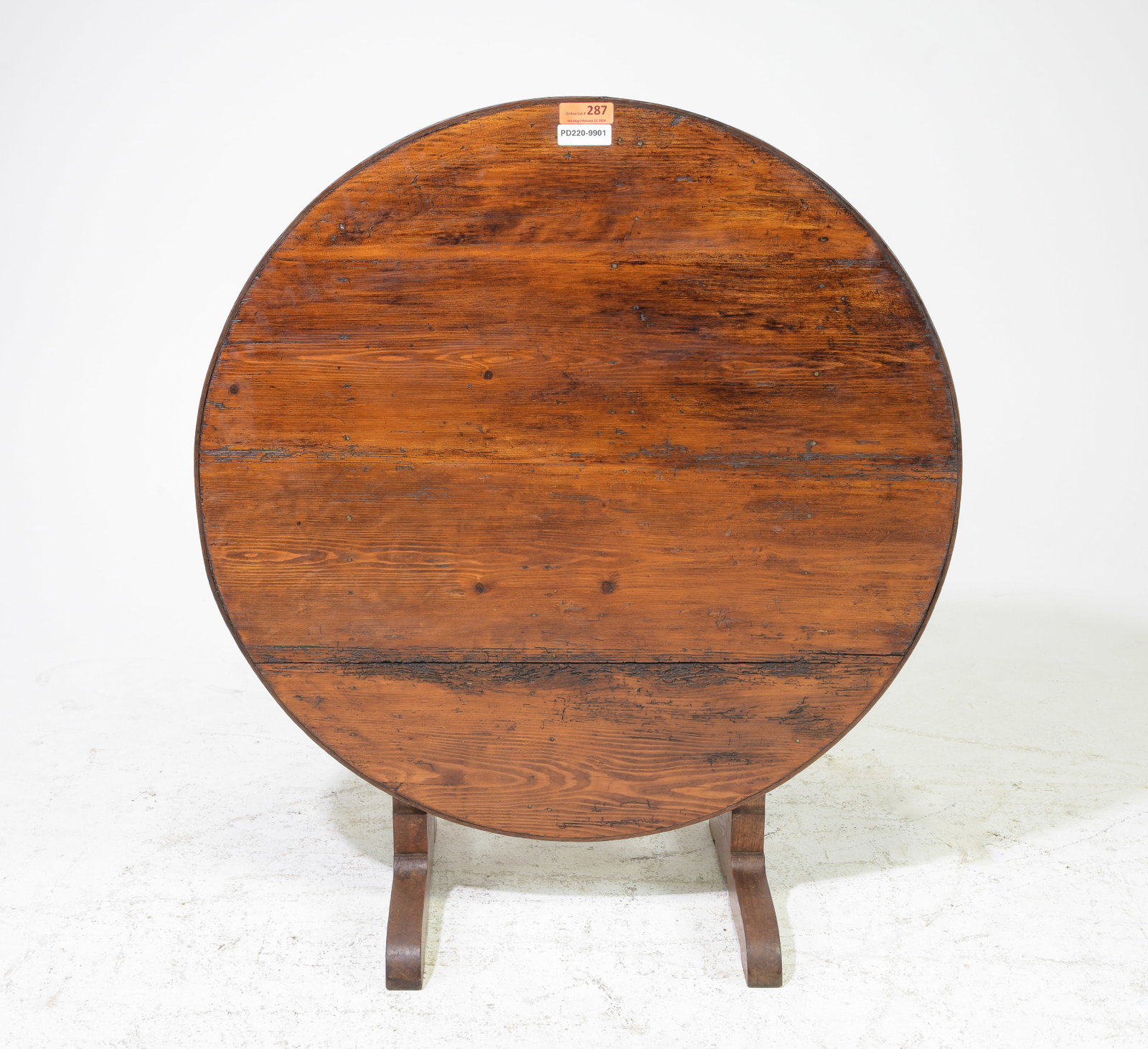 French Tilt Top Vendange / Wine Table: French Tilt Top Vendange / Wine Table in Oak & Pine - 44.5 in tall 39.5 x 18.5 when tilted, When used as a table this is 26.75 in tall x 39.75 inch diameter