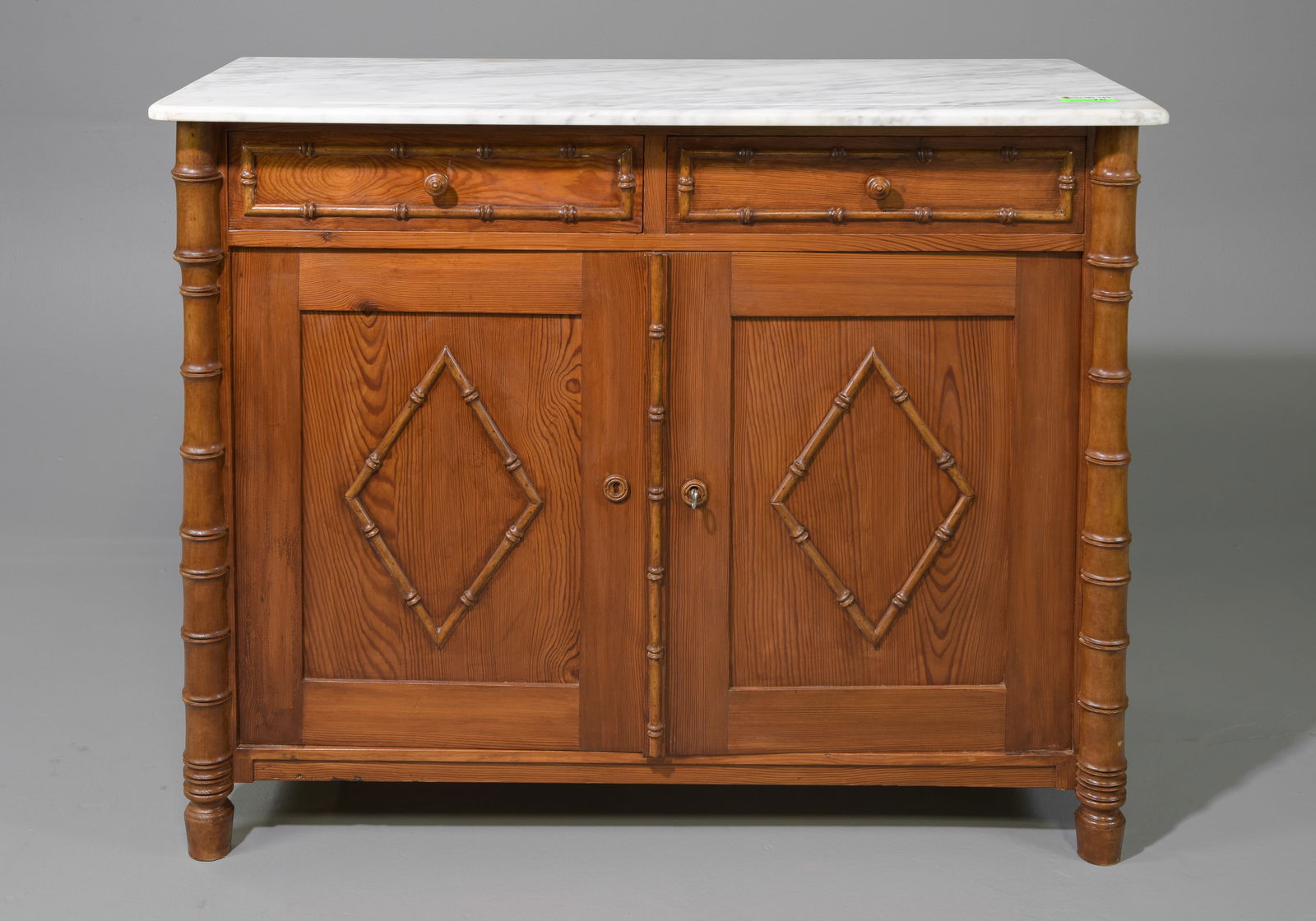 Continental White Marble Top Faux Bamboo Chest (1 of 8)