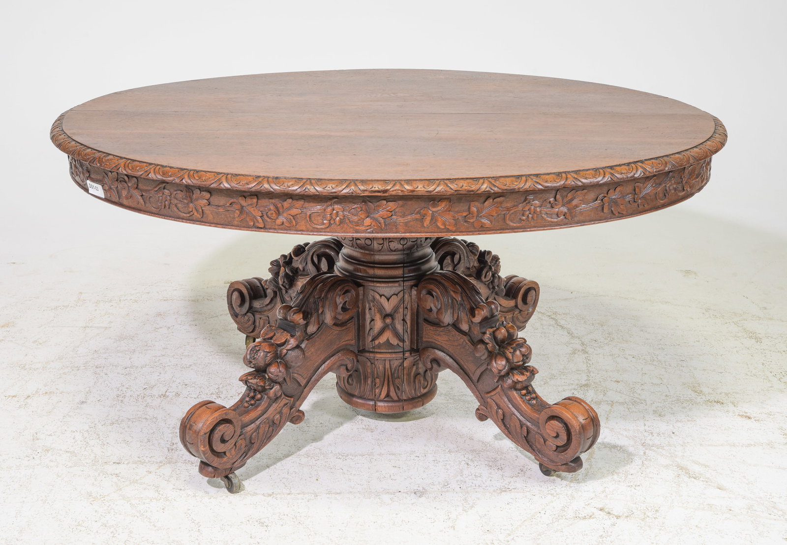 French Renaissance Style Finley Carved Oak Hunt Table (1 of 7)