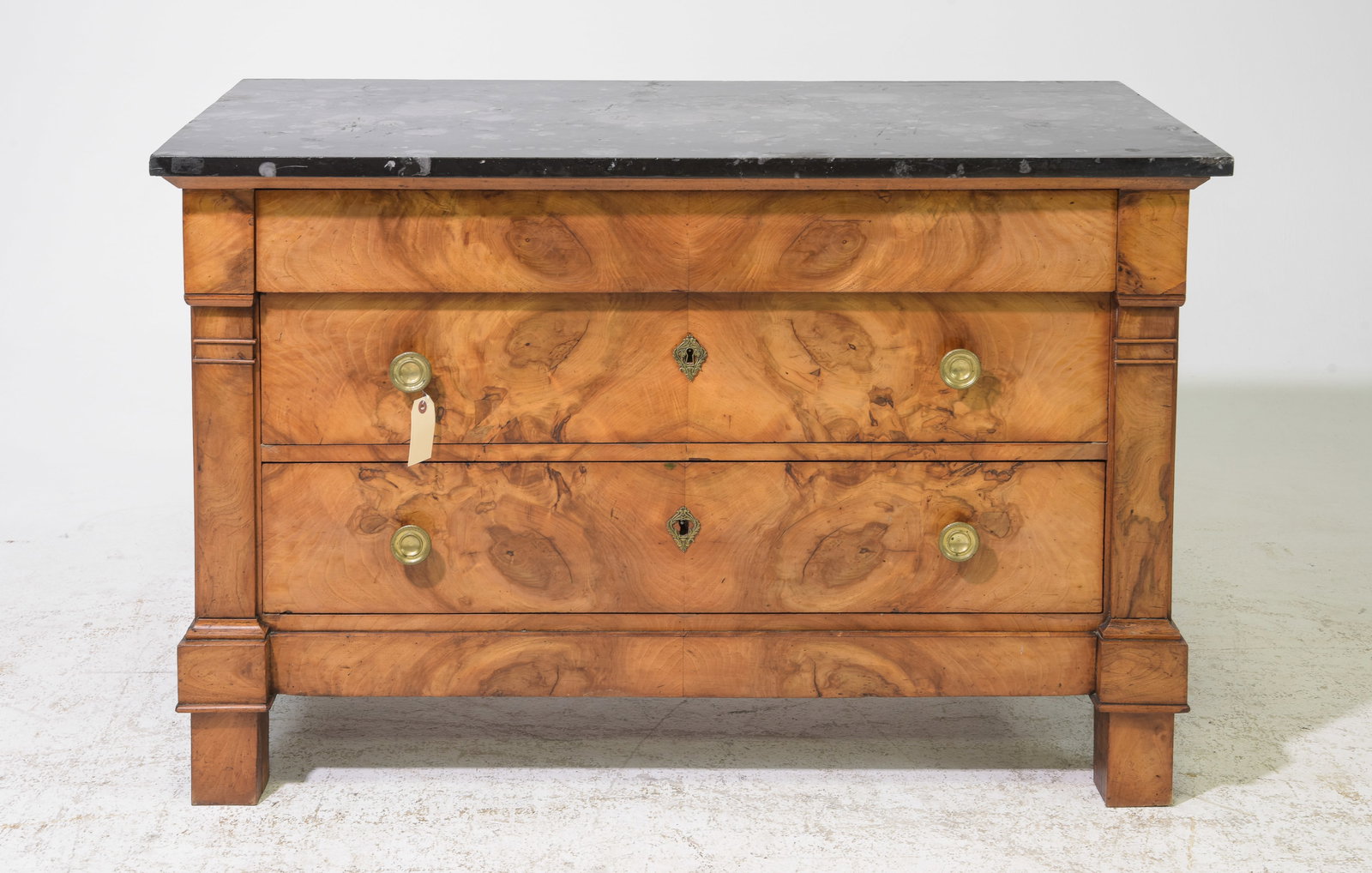 French Empire Style Walnut Three Drawer Chest (1 of 8)