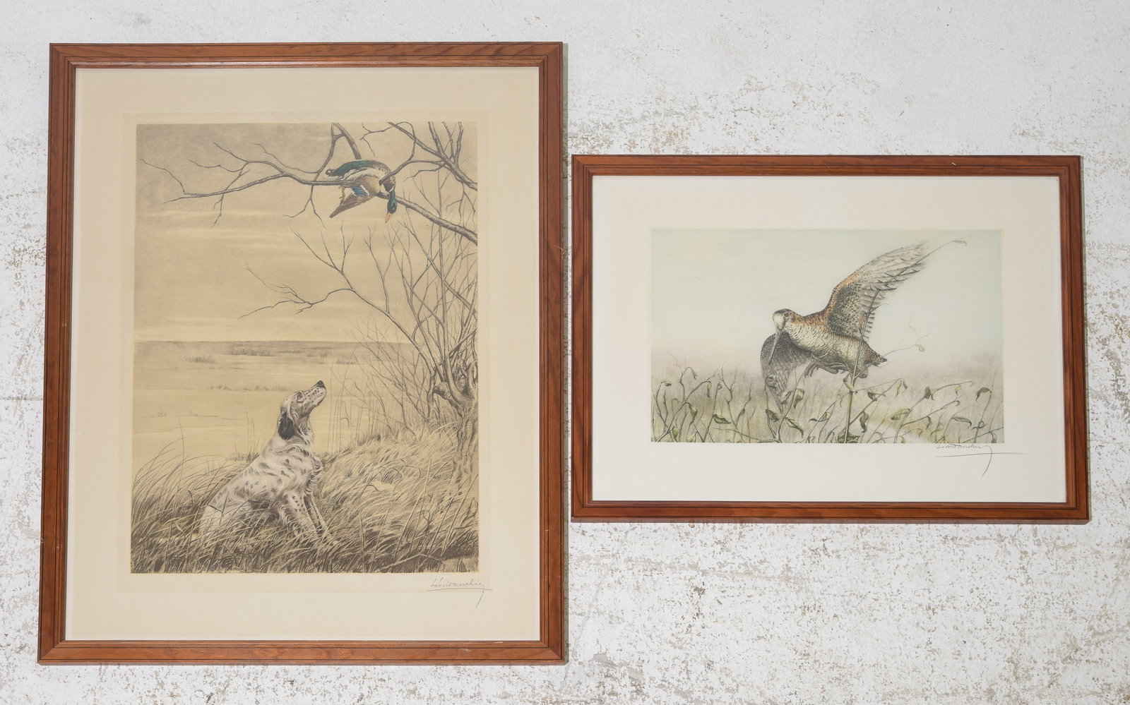 Two Framed Hunt Engravings by Leon Danchin (1 of 7)