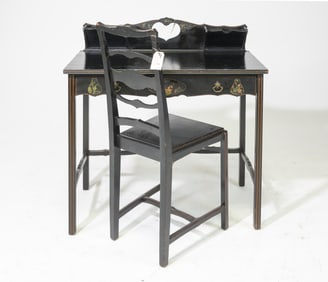 Ladies Painted Single Drawer Writing Table & Chair