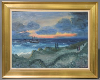 Gold Framed Oil on Canvas Seascape