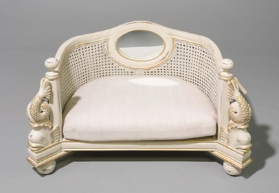 Double Caned Pet Bed with Dolphin Carving