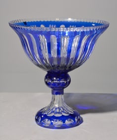 Cut Crystal Blue Cobalt Large Center Bowl