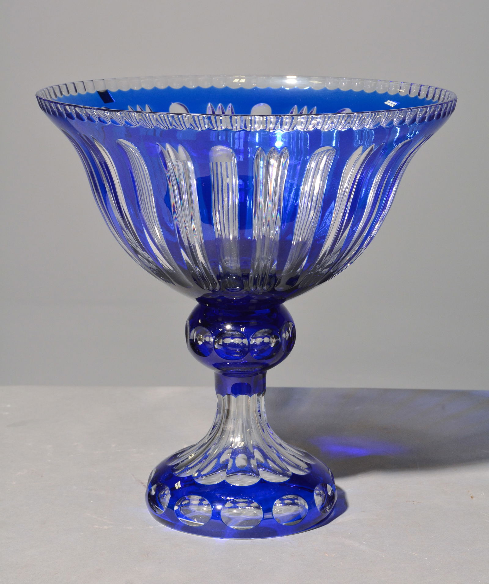 Cut Crystal Blue Cobalt Large Center Bowl (1 of 4)