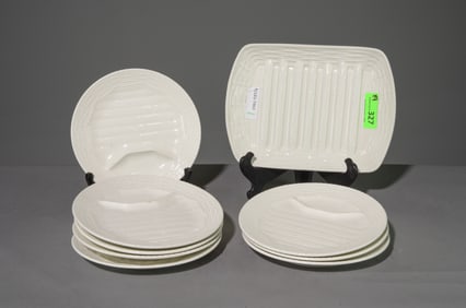 9pc French White Asparagus Plate Set
