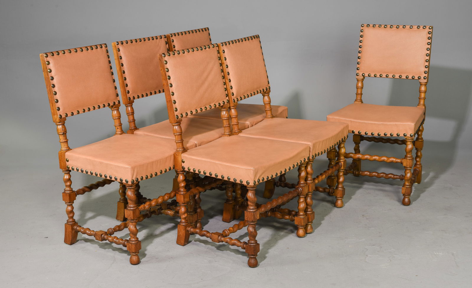6 Danish Oak Leather Upholstered Dining Chairs (1 of 3)