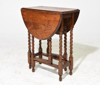 British Oak Barley Twist Drop Leaf Table